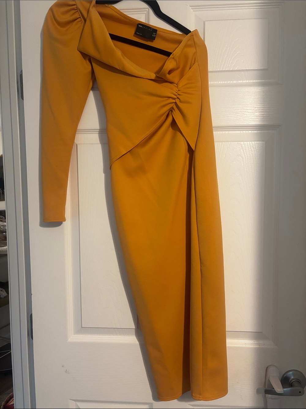 ASOS Mustard One-Shoulder Asymmetric Midi Dress